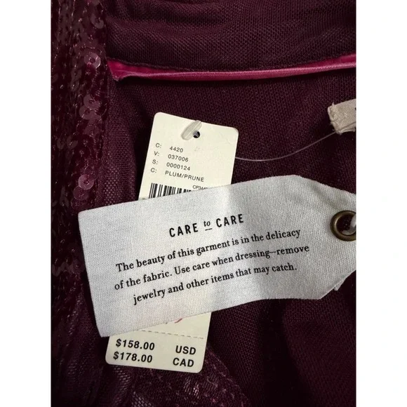 NWT Anthropologie Pilcro Sequin Buttondown‎ Shirt Plum 3X Top Party Holiday - Picture 6 of 9